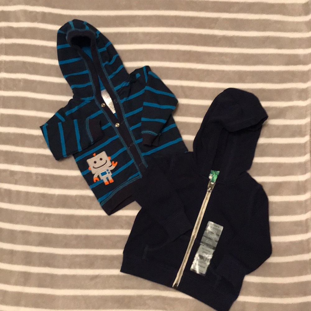 Two infant boy hooded sweaters